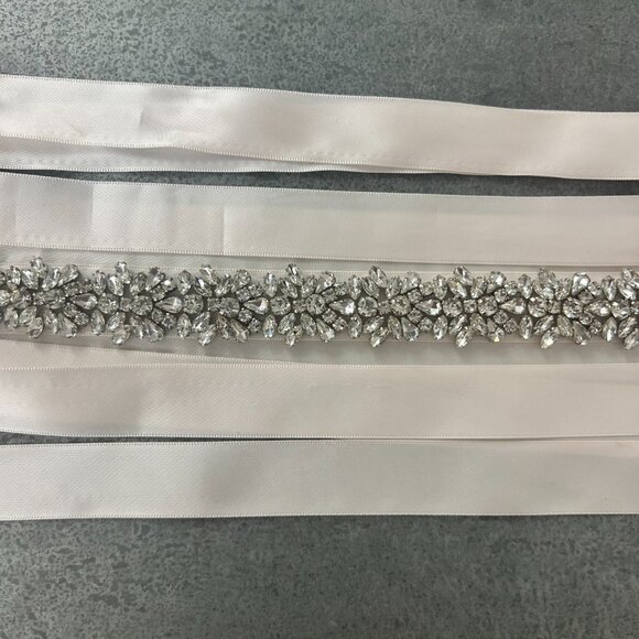 Rosebud Fashion Bridal Belt in Blush/Silver Style BM 1601